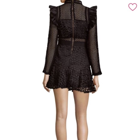 Haute Rogue Black Mini Long Sleeve Lined Ruffle Sheer NEW size medium - Picture 2 of 14